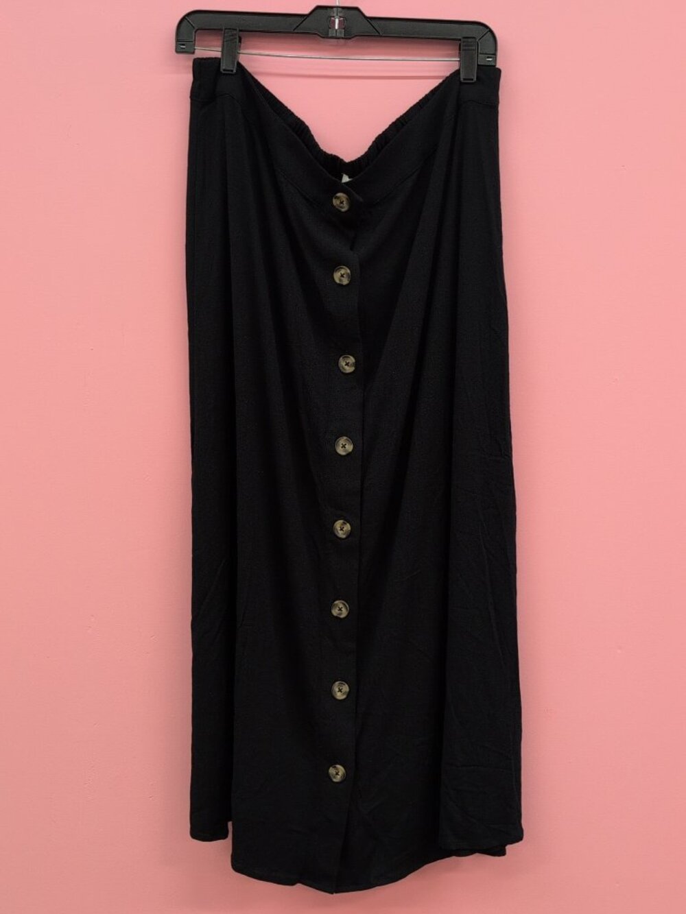 Market & Spruce A Line Button Front Long Women's Skirt XXL Black